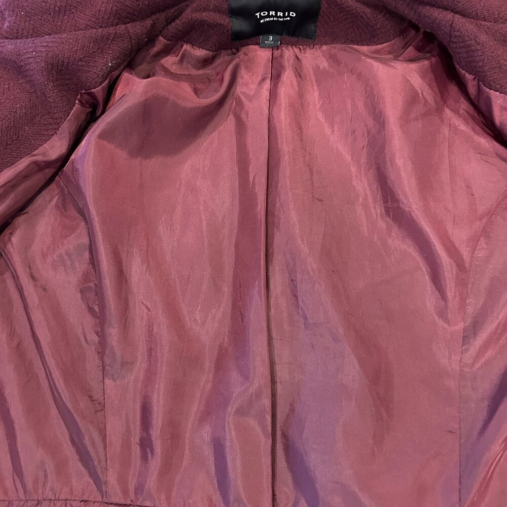 TORRID Women's Burgundy Red Military Style Coat 3 22/24 Peacoat - Picture 3 of 12